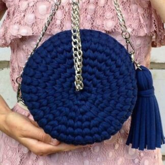 Petit sac dame rond en crochet.