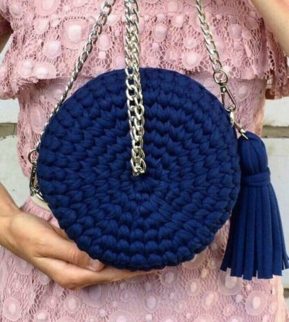 Petit sac dame rond en crochet.